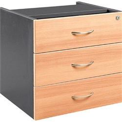 OM Classic Fixed Pedestal 450Hx464Wx400mmD 3 Drawer Beech and Charcoal