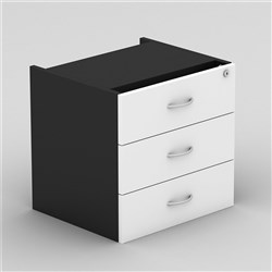 OM Classic Fixed Pedestal 450Hx464Wx400mmD 3 Drawer White and Charcoal