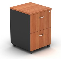 OM Classic Mobile Pedestal 2 Filing Drawers Lockable Cherry and Charcoal
