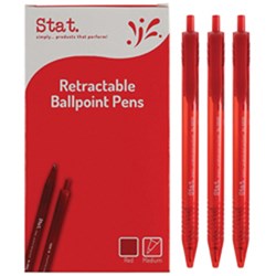 STAT BALLPOINT PEN RETRACTABLE 1.0mm Red Box of 12