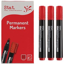 STAT PERMANENT MARKER BULLET 1.3mm Red Box of 12