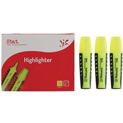 Stat Highlighter Chisel 2-5mm Tip Rubberised Grip Yellow BOX10