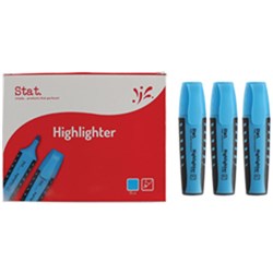 STAT HIGHLIGHTER CHISEL 2-5MM Tip Rubberised Grip Blue Box of 10