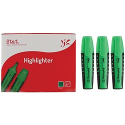 Stat Highlighter Chisel 2-5mm Tip Rubberised Grip Green BOX10