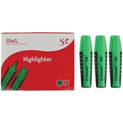 STAT HIGHLIGHTER CHISEL 2-5MM Tip Rubberised Grip Green Box of 10