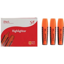 Stat Highlighter Chisel 2-5mm Tip Rubberised Grip Orange BOX10