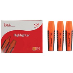 STAT HIGHLIGHTER CHISEL 2-5MM Tip Rubberised Grip Orange Box of 10
