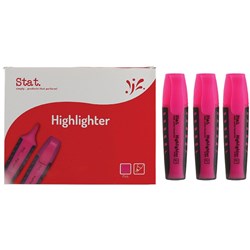 Stat Highlighter Chisel 2-5mm Tip Rubberised Grip Pink BOX10