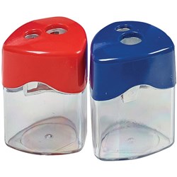 STAT SHARPENER DOUBLE Metal With Canister Assorted Pack of 12
