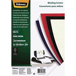 Fellowes Binding Covers A4 250 Micron Leatherboard Dark Green Pack of 100