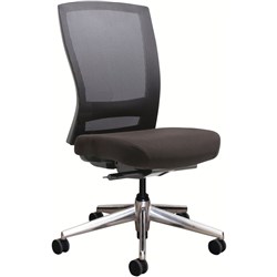 Buro Mentor Mesh Back Task Chair Aluminum Base No Arms Black Fabric Seat Mesh Back