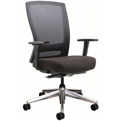 Buro Mentor Mesh Back Task Chair Aluminum Base With Arms Black Fabric Seat Mesh Back
