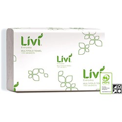 Livi Everyday Hand Towel Multifold 1 Ply 200 Sheets Box Of 20