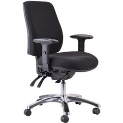 Buro Roma High Back Executive 24/7 Chair With Arms Black Fabric Seat and Back
