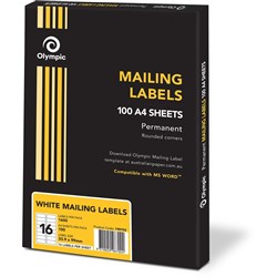 Olympic Mailing Label 16 Per Sheet 33.9x99.1mm Box of 100