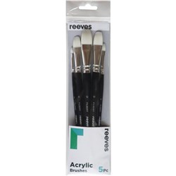 Reeves Acrylic Brushes Short Handle Set of 5