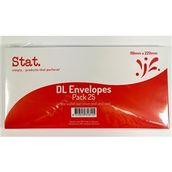 Stat Peel And Seal Envelope DL Secretive White Pack of 25 BOX20