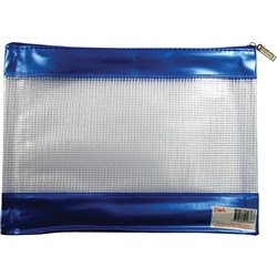 Stat PVC Mesh Pencil Case 278 x 200mm Blue and Clear