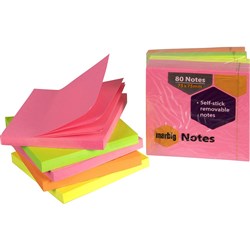 Marbig Repositionable Notes 75mmx75mm Brilliant per pad Assorted Pack Of 5