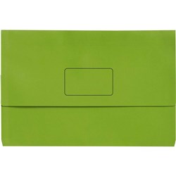 Marbig Slimpick Manilla Document Wallet Foolscap 30mm Gusset Green Pack Of 10