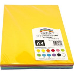 Rainbow Spectrum Board A4 220 gsm Assorted 100 Sheets
