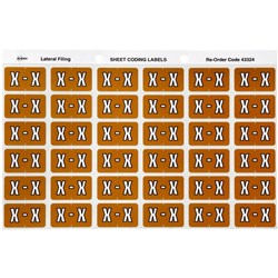 Avery Alphabet Coding Label X Side Tab 25x38mm Mustard Pack Of 180