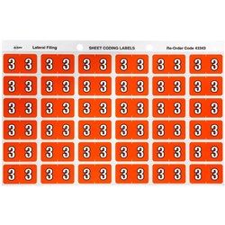 Avery Numeric Coding Label 3 Side Tab 25x38mm Dark Orange Pack Of 180