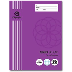 OLYMPIC EXERCISE BOOK 225mm x 175mm 5mm Grid 96 Pages Pack of 10