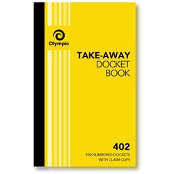 Olympic 402 Docket Book Single 93x150mm Take Away 100 Pages