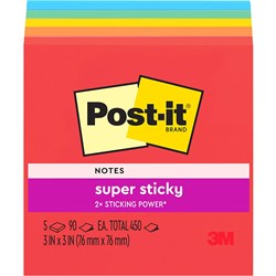 Post-It 654-5SSAN Super Sticky Notes 76x76mm Marrakesh 90 Sheet Pack of 5