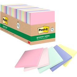 Post-It 654R-24CP-AP Notes 76x76mm Greener Recycled Cabinet Pack Pastel Pack of 24