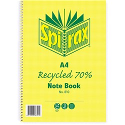 SPIRAX NOTEBOOK RECYCLED 810 A4 120 Page Pack of 5