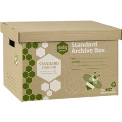 Marbig Enviro Standard Archive Boxes 315W x 420D x 260mmH Brown Pack Of 5