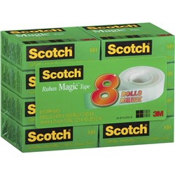 Scotch 810-8 Magic Tape 19mmx25m Multipack Pack of 8