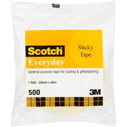 Scotch 502 Sticky Tape Crystal Clear 24mmx 66m