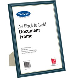 Carven Certificate Frame A4 Wall Mountable Black And Gold