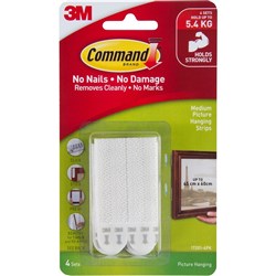 Command 17201-4PK Picture Hanging Strip Medium White Pack of 4