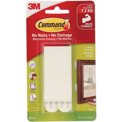 Command 17206 Picture Hanging Strips Large Sets of 4 White