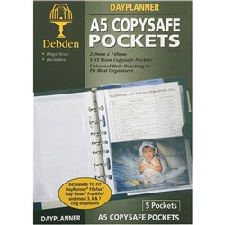 Debden Dayplanner Refill Copysafe Pockets 5pk A5 216X140mm Desk Edition