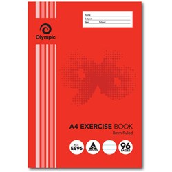 OLYMPIC EXERCISE BOOK A4 8mm Ruled 96 Pages Pack of 10